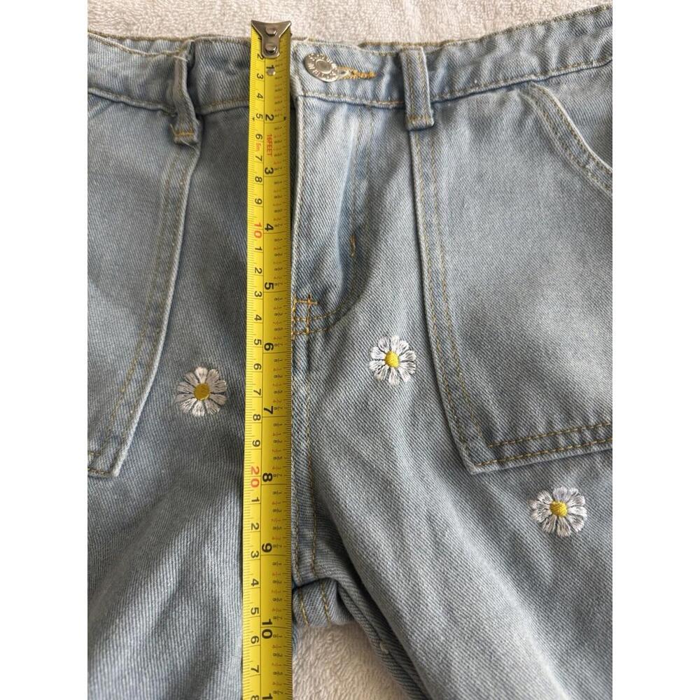 Girls Soho Blue Denim Jeans Pants With Side Pockets‎ and Daisies size 10 - Picture 6 of 11